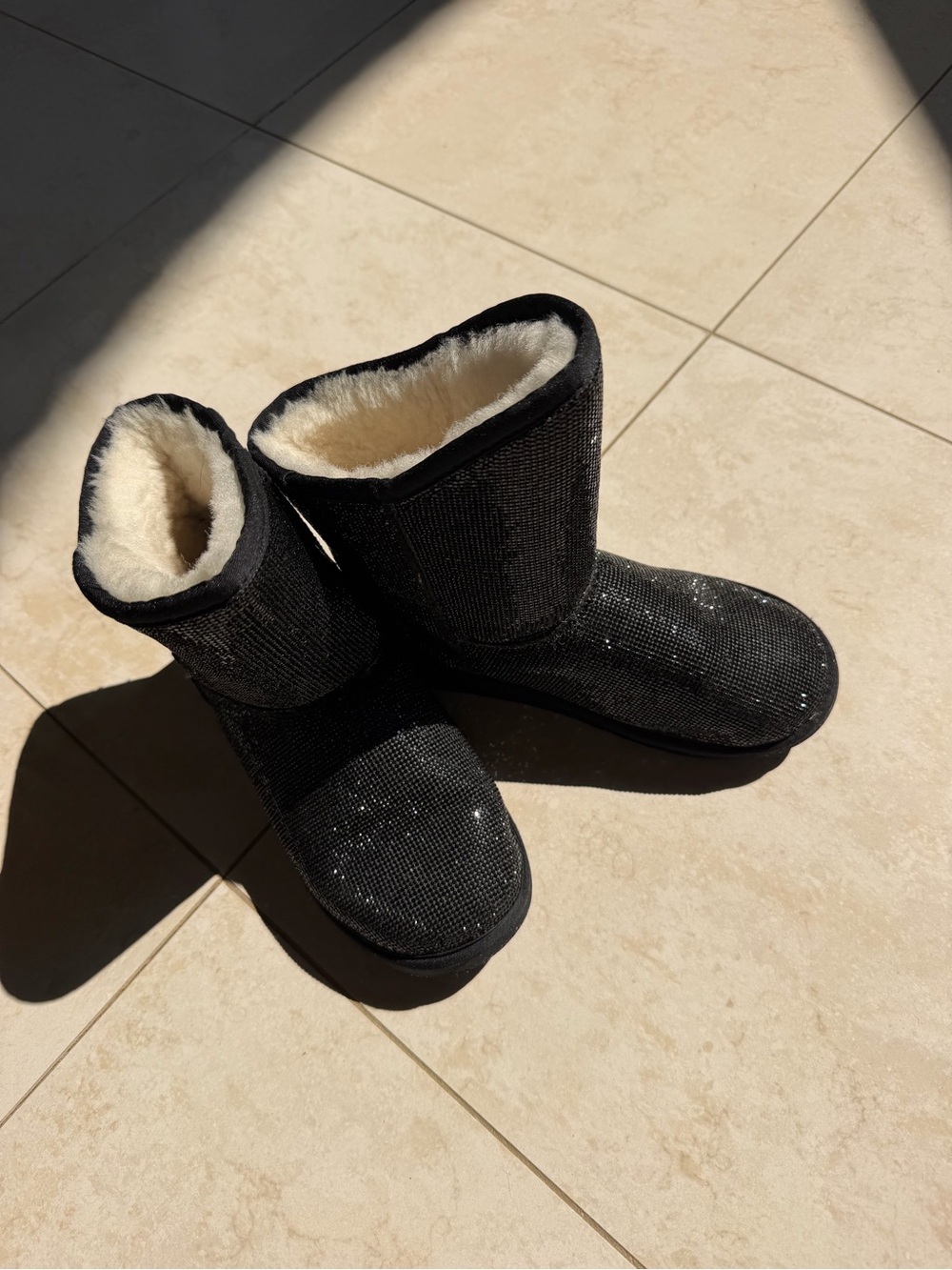 Australia Luxe Collective Black Sequin Shearling-Lined Winter Boots